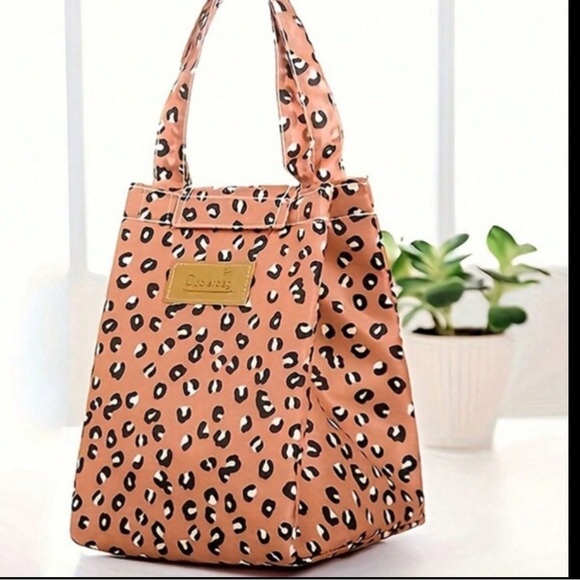 SHEIN Orange and Black Tote Bag with Leopard Print - Picture 2 of 3